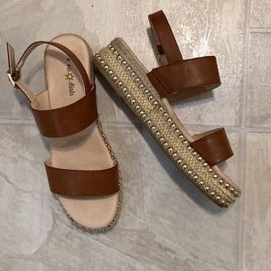 Brown platform sandals size 7.5